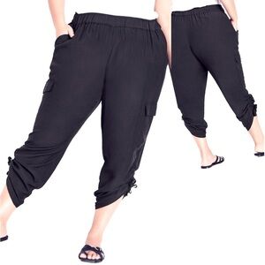 ARNA YORK 26/28W Black Shiloh Ruched Pull On Pant 4A05.4